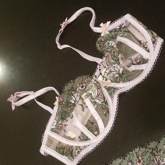 💕FOR LOVE AND LEMONS💕 Lorelei Underwire Bra SDD + Thong Panty Medium Lilac NWT - Picture 11 of 16